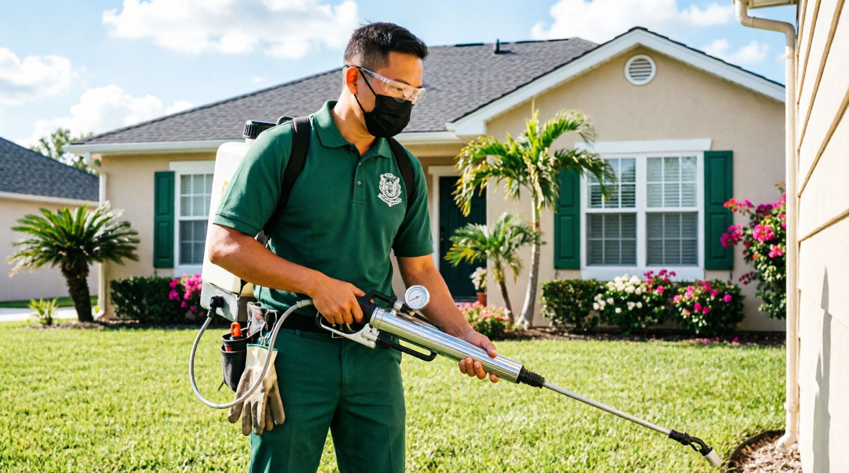 Professional pest control technician at work