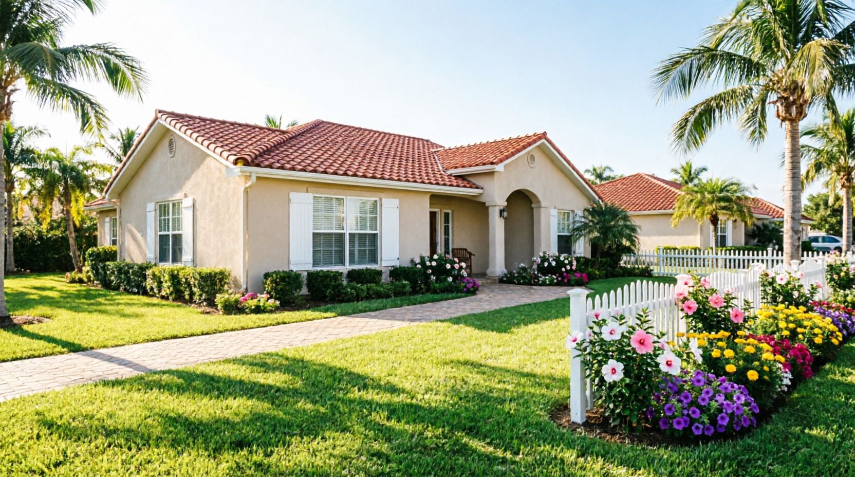 Protected home with green lawn