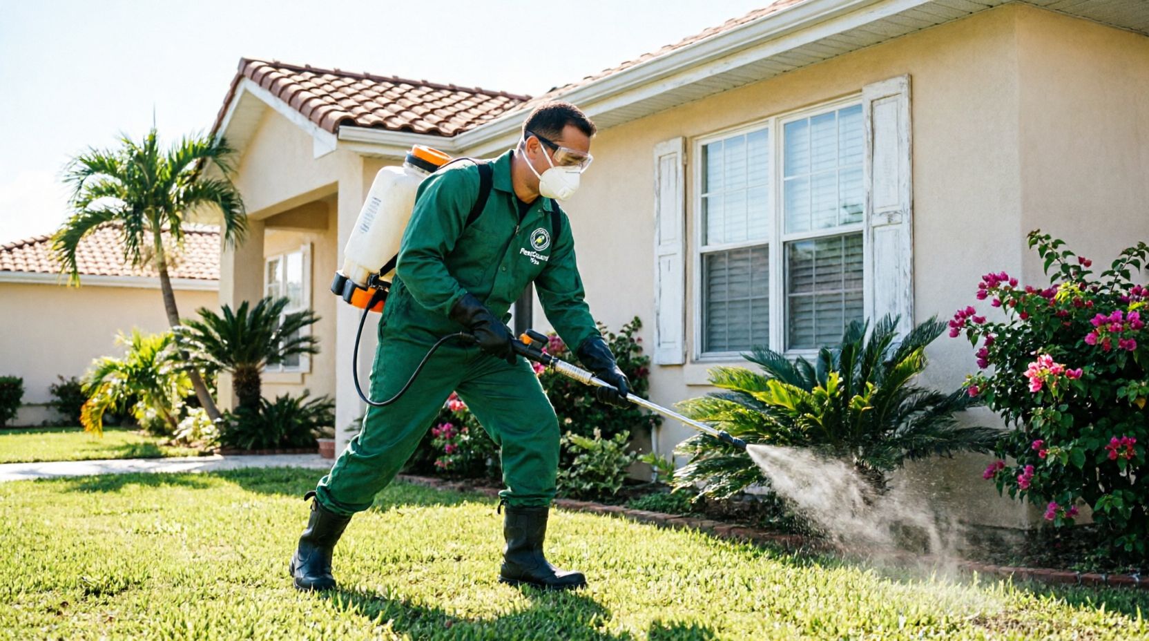 Professional pest control treatment in progress